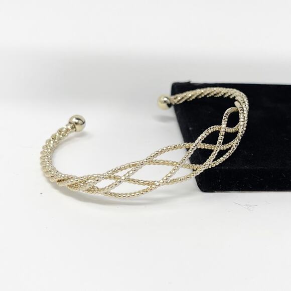 VINTAGE Braided Gold Adjustable Bangle Bracelet - Picture 9 of 9